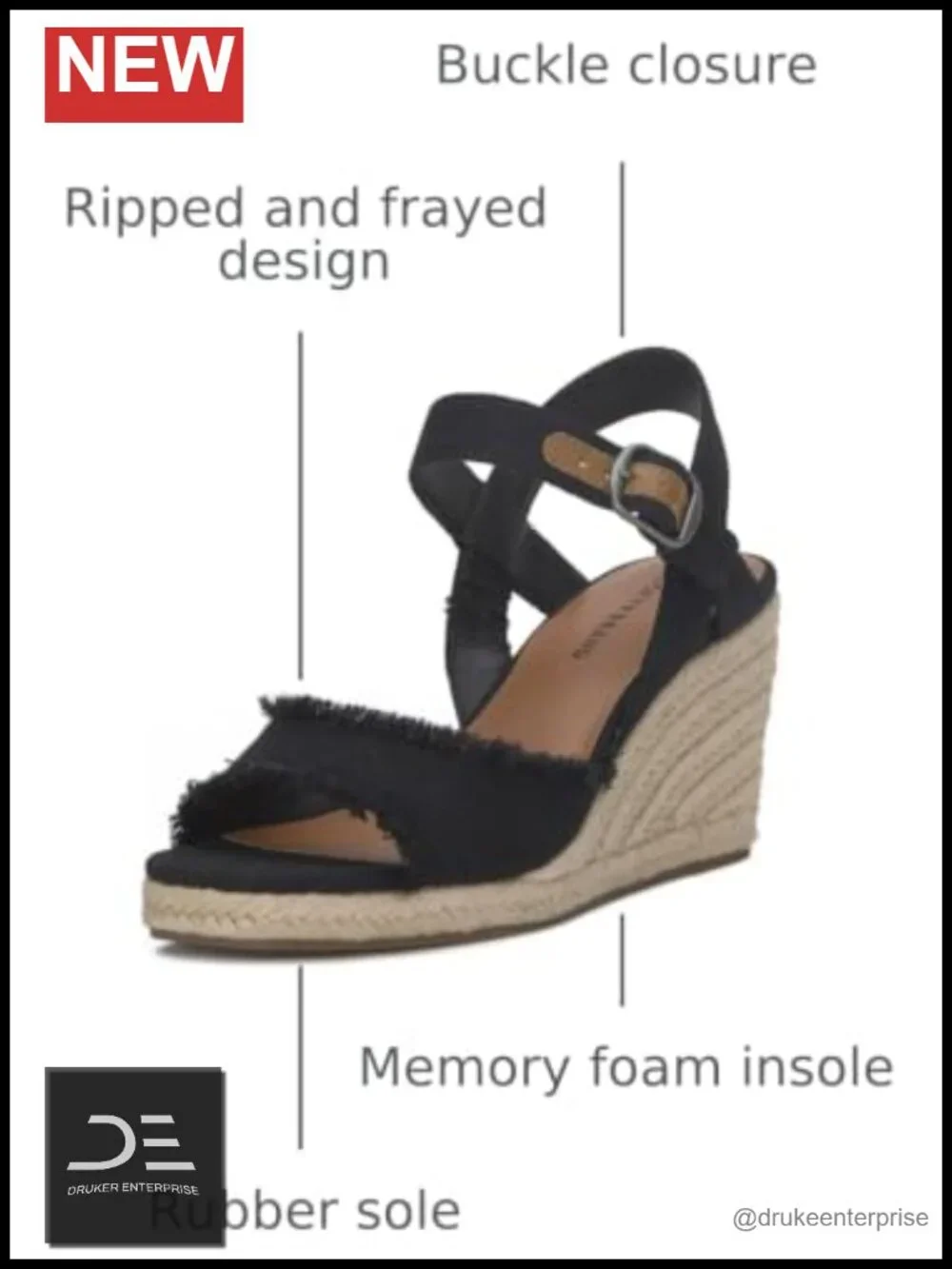 Espadrille Wedge Sandals Open Toe Ankle Strap Textile